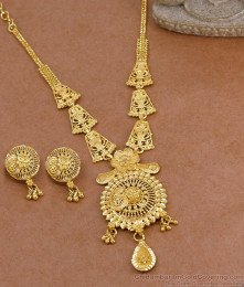 Stylish Two Gram Gold Necklace With Earring For Brides NCKN4495