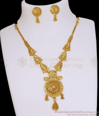 Stylish Two Gram Gold Necklace With Earring For Brides NCKN4495 Stylish Two Gram Gold Necklace With Earring For Brides NCKN4495