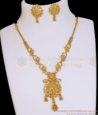 Light Weight Forming Gold Necklace Arabic Bridal Jewelry Set NCKN4496