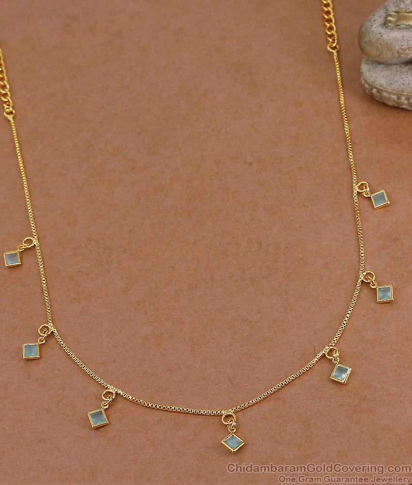 Light Weight Gold Imitation Kemp Stone Charm Necklace Online NCKN4500