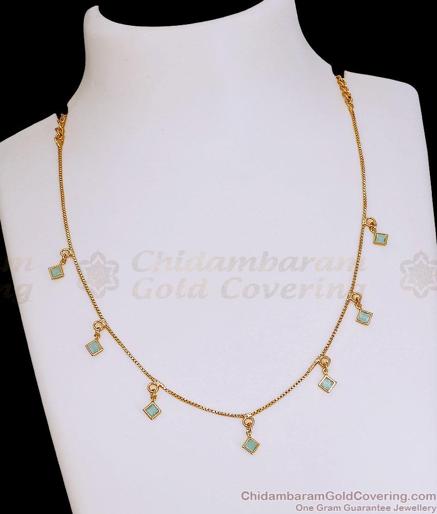 Light Weight Gold Imitation Kemp Stone Charm Necklace Online NCKN4500