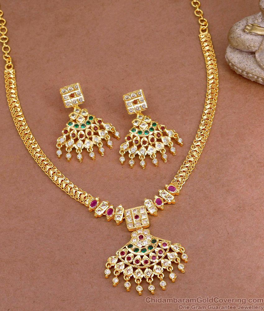 New Arrival Impon Panchaloha Stone Necklace With Earring NCKN4503