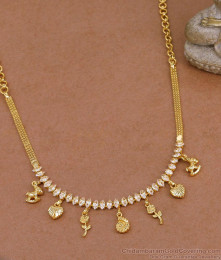 Trendy Hanging Charms Diamond Necklace Gold Imitation Jewelry NCKN4504