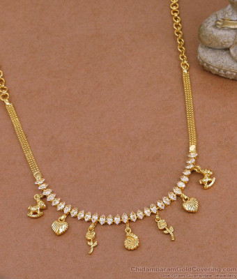Trendy Hanging Charms Diamond Necklace Gold Imitation Jewelry NCKN4504