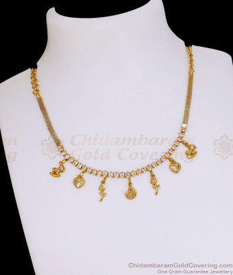 Trendy Hanging Charms Diamond Necklace Gold Imitation Jewelry NCKN4504