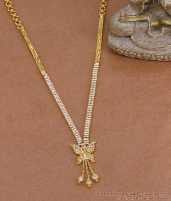 Full White Stone Gold Imitation Necklace Butterfly Design Online NCKN4506