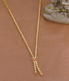 Glittering Ad Stone Butterfly Necklace Gold Finish For Party Wear NCKN4507