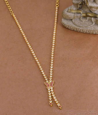 Glittering Ad Stone Butterfly Necklace Gold Finish For Party Wear NCKN4507