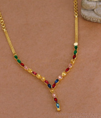 Stylish Gold Plated Navaratna Stone Necklace For Engagement NCKN4509 Stylish Gold Plated Navaratna Stone Necklace For Engagement NCKN4509