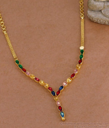 Stylish Gold Plated Navaratna Stone Necklace For Engagement NCKN4509