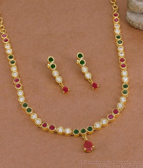 Original Impon Multi Color Stone Necklace Combo Set For Wedding NCKN4510 Original Impon Multi Color Stone Necklace Combo Set For Wedding NCKN4510
