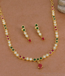 Original Impon Multi Color Stone Necklace Combo Set For Wedding NCKN4510