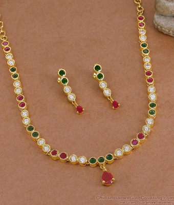 Original Impon Multi Color Stone Necklace Combo Set For Wedding NCKN4510