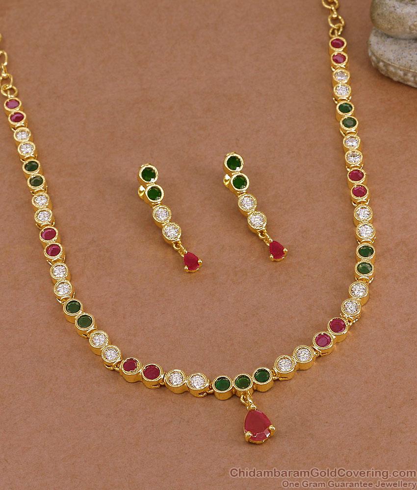Original Impon Multi Color Stone Necklace Combo Set For Wedding NCKN4510 Original Impon Multi Color Stone Necklace Combo Set For Wedding NCKN4510