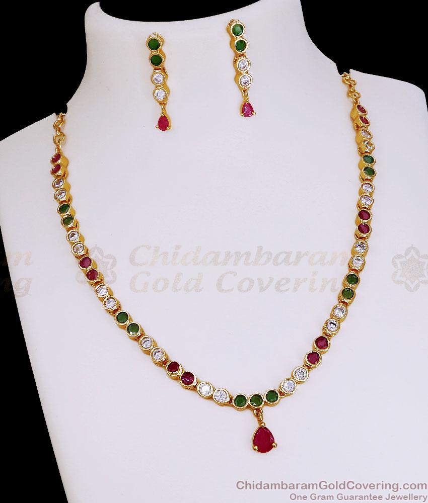 Original Impon Multi Color Stone Necklace Combo Set For Wedding NCKN4510 Original Impon Multi Color Stone Necklace Combo Set For Wedding NCKN4510