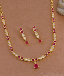 Ruby White Stone Impon Necklace Earring Combo Shop Online NCKN4511
