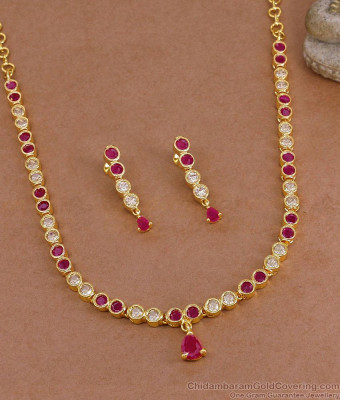Ruby White Stone Impon Necklace Earring Combo Shop Online NCKN4511