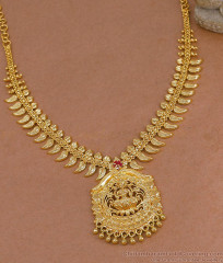 Single Ruby Stone Mullaipoo Necklace Lakshmi Design NCKN4519 Single Ruby Stone Mullaipoo Necklace Lakshmi Design NCKN4519