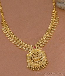 Single Ruby Stone Mullaipoo Necklace Lakshmi Design NCKN4519 Single Ruby Stone Mullaipoo Necklace Lakshmi Design NCKN4519