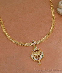 Beautiful Impon Lotus Attigai Necklace With Stones NCKN4521 Beautiful Impon Lotus Attigai Necklace With Stones NCKN4521