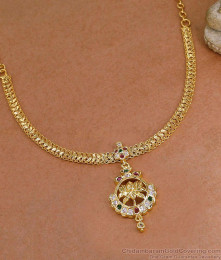 Beautiful Impon Lotus Attigai Necklace With Stones NCKN4521 Beautiful Impon Lotus Attigai Necklace With Stones NCKN4521