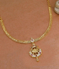 Ruby White Stone Small Impon Pendant Gold Attigai Design NCKN4522 Ruby White Stone Small Impon Pendant Gold Attigai Design NCKN4522