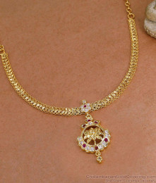 Ruby White Stone Small Impon Pendant Gold Attigai Design NCKN4522 Ruby White Stone Small Impon Pendant Gold Attigai Design NCKN4522