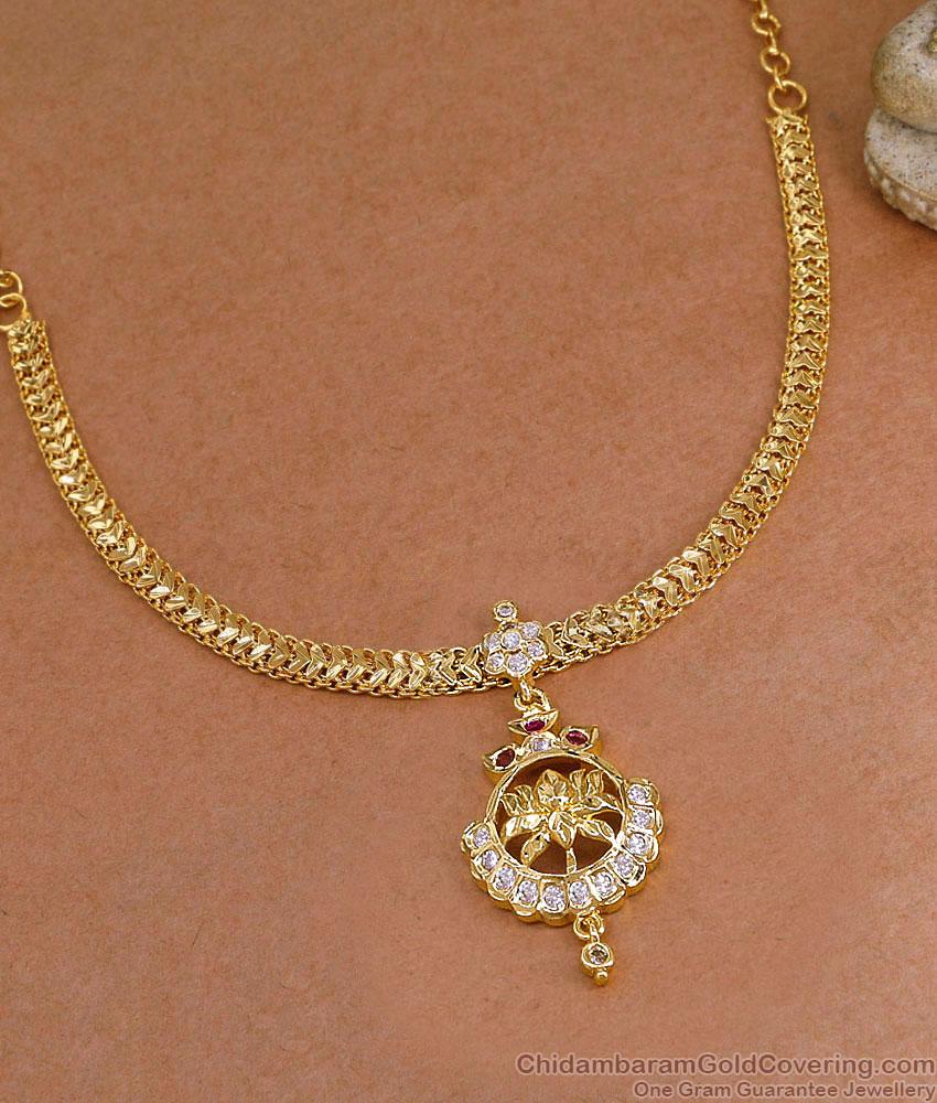 Full White Stone Lotus Design Impon Gold Attigai Online NCKN4523 Full White Stone Lotus Design Impon Gold Attigai Online NCKN4523