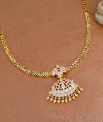 Buy Ruby White Stone Impon Attigai Necklace For Wedding NCKN4526 Buy Ruby White Stone Impon Attigai Necklace For Wedding NCKN4526