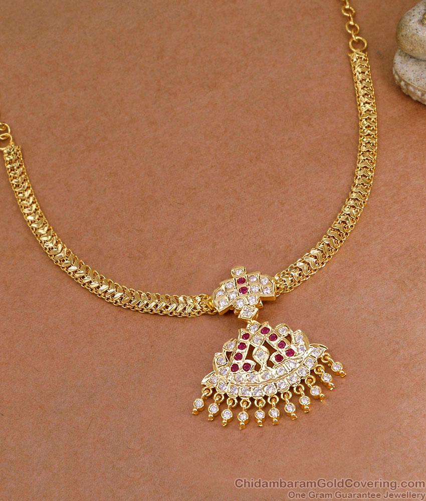 Buy Ruby White Stone Impon Attigai Necklace For Wedding NCKN4526 Buy Ruby White Stone Impon Attigai Necklace For Wedding NCKN4526