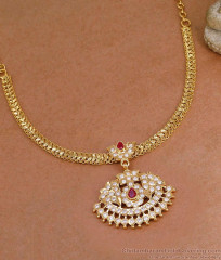 Glittering Ruby White Stone Impon Panchaloha Necklace Online NCKN4527 Glittering Ruby White Stone Impon Panchaloha Necklace Online NCKN4527