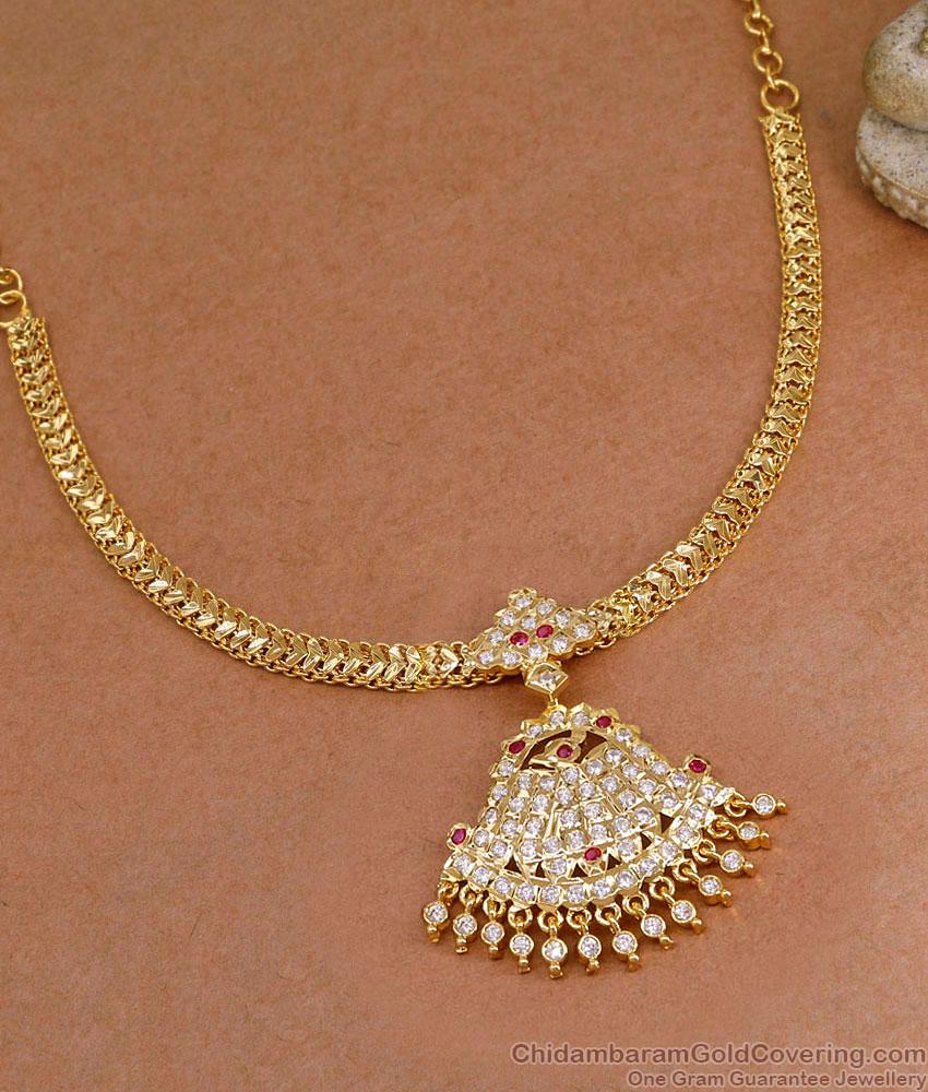 Traditional Peacock Design Five Metal Impon Necklace Online NCKN4528 Traditional Peacock Design Five Metal Impon Necklace Online NCKN4528