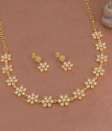 Diamond Set Atigai Full White Stone Impon Necklace Combo Online NCKN4530