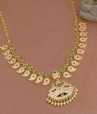 New Arrival Multi Color Stone Impon Bridal Necklace Mango Pattern NCKN4532