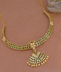 High Quality Five Metal Green Stone Choker Pearl Necklace NCKN4533