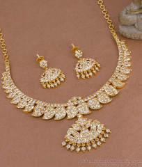 Heavy Bridal Wear Full White Mango Necklace Impon Jewelry NCKN4534 Heavy Bridal Wear Full White Mango Necklace Impon Jewelry NCKN4534