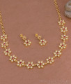 Elegant Ruby White Stone Necklace Floral Design Five Metal Jewelry NCKN4536 Elegant Ruby White Stone Necklace Floral Design Five Metal Jewelry NCKN4536