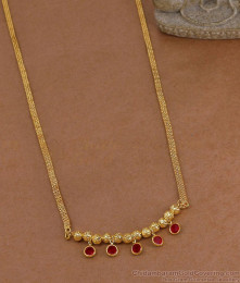 Buy Gold Plated Beaded Chain Necklace Ruby Stone Drops NCKN4538