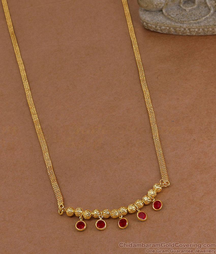 Buy Gold Plated Beaded Chain Necklace Ruby Stone Drops NCKN4538 Buy Gold Plated Beaded Chain Necklace Ruby Stone Drops NCKN4538