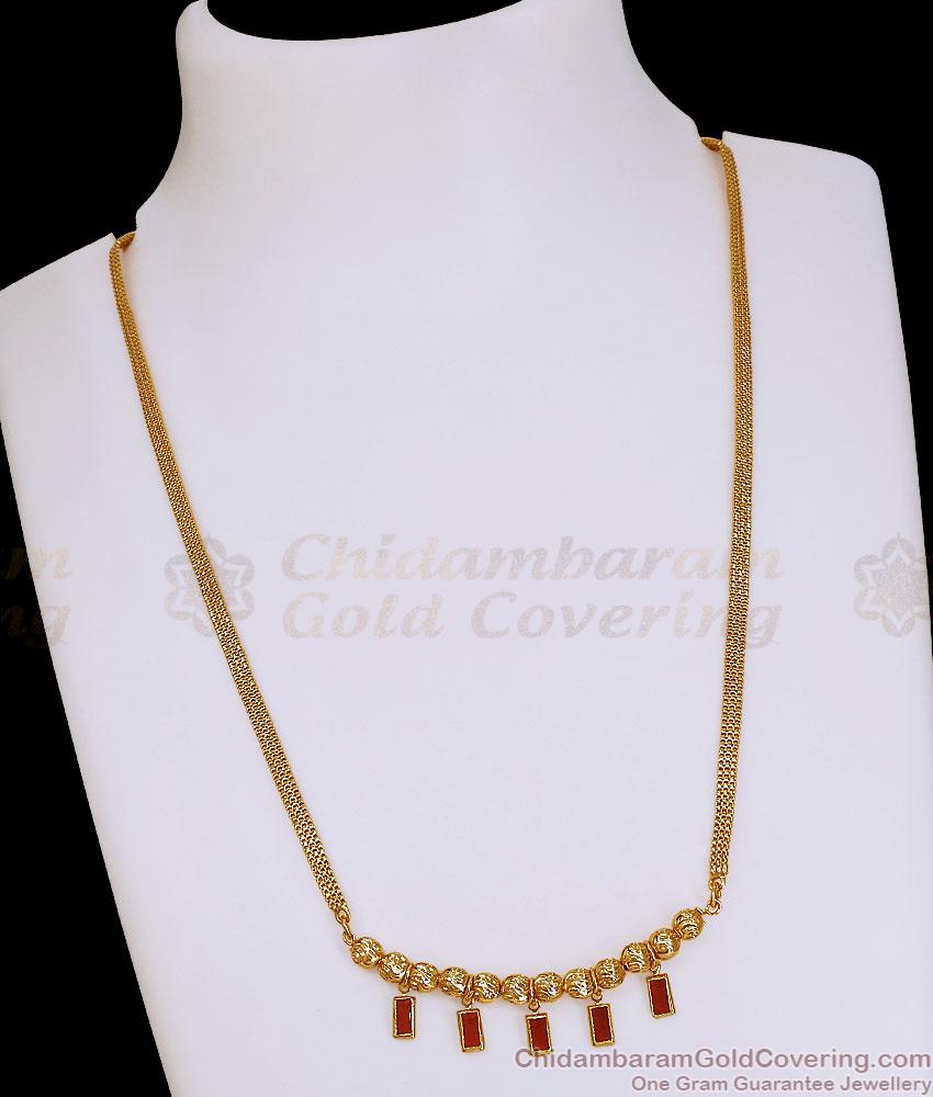 Rectangular Ruby Stone Drop Necklace Gold Imitation Jewelry NCKN4541