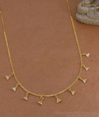 Buy Gold Imitation Chain Necklace Triangular CZ Stone Drops NCKN4543 Buy Gold Imitation Chain Necklace Triangular CZ Stone Drops NCKN4543