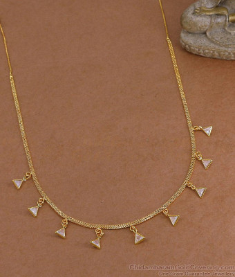 Buy Gold Imitation Chain Necklace Triangular CZ Stone Drops NCKN4543