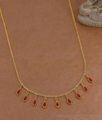 Glittering Ruby Stone Necklace Gold Imitation Chain Design NCKN4544 Glittering Ruby Stone Necklace Gold Imitation Chain Design NCKN4544