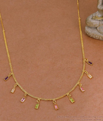 Elegant Gold Plated Pastel Stone Charm Necklace NCKN4545