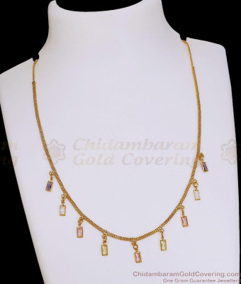 Elegant Gold Plated Pastel Stone Charm Necklace NCKN4545