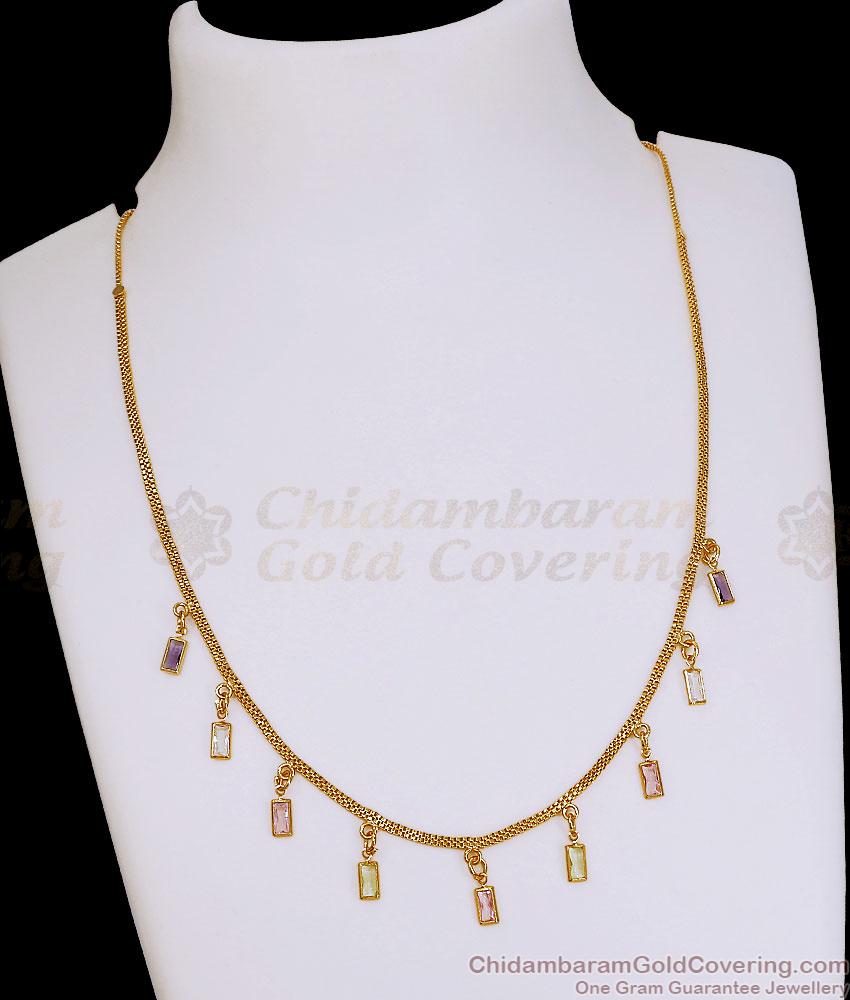 Elegant Gold Plated Pastel Stone Charm Necklace NCKN4545