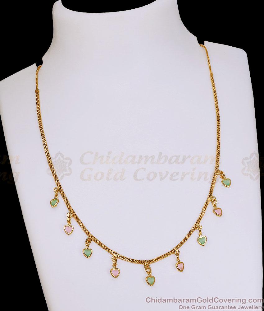 Buy Cute Gold Multicolor Heart Charm Necklace Online NCKN4546