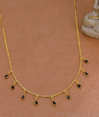 Minimalist Gold Plated Black Drop Necklace NCKN4547