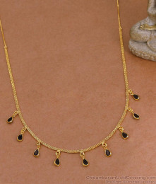 Minimalist Gold Plated Black Drop Necklace NCKN4547