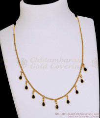 Minimalist Gold Plated Black Drop Necklace NCKN4547